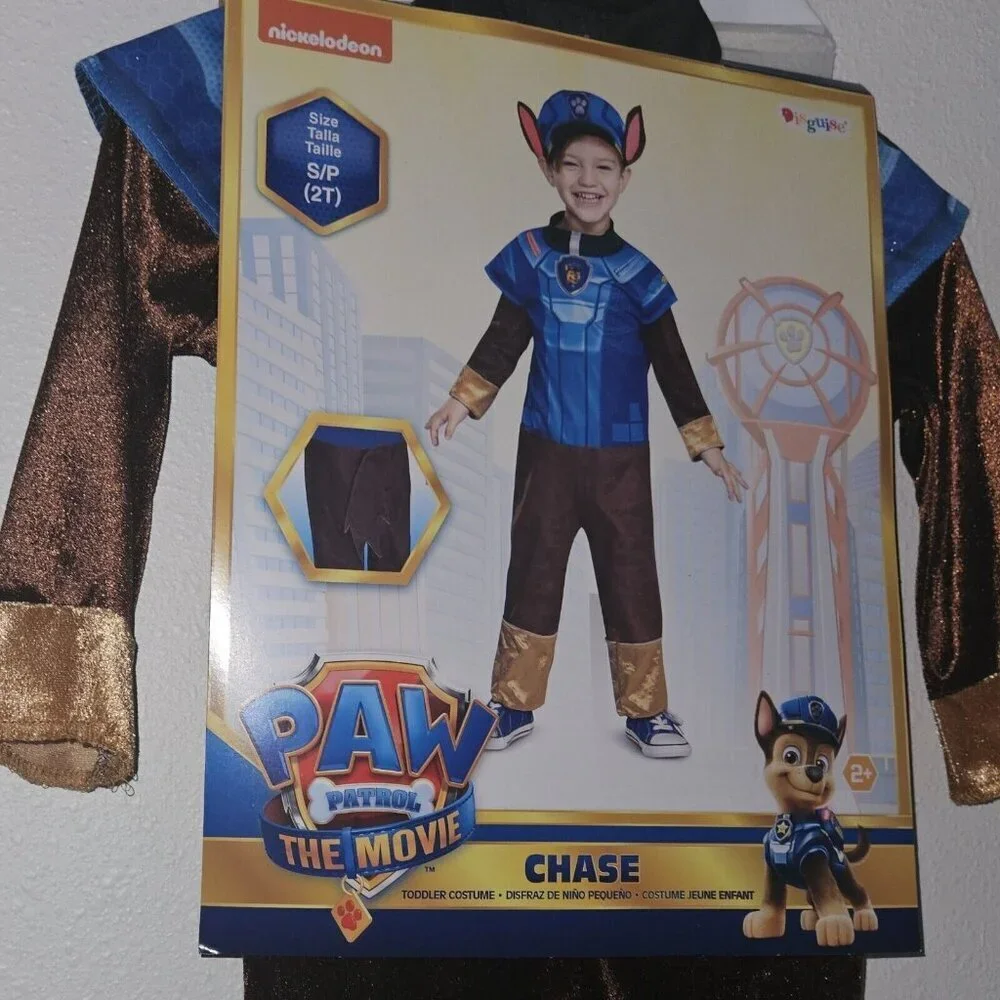 NWT Paw Patrol Chase Halloween Costume Boys Toddler 2T Disguise Brown Blue